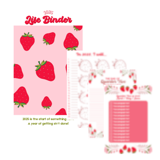 2025 Strawberry Themed Life Binder Template